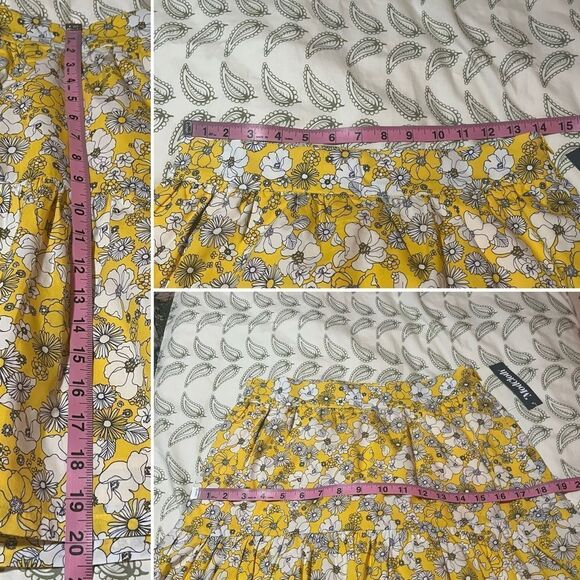 Modcloth Days in Doll Valley Tiered Skirt Yellow Skater Mini Tiered 8 NWT - Picture 12 of 12